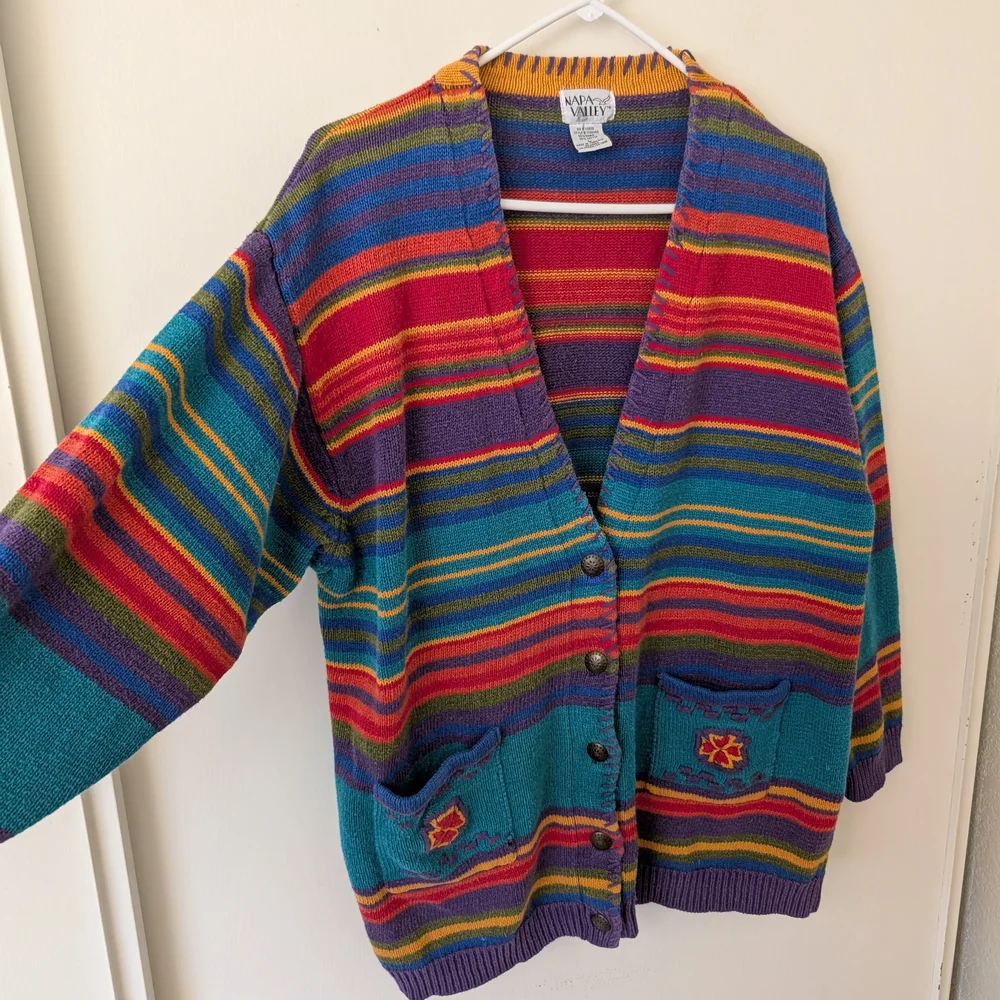 Vintage Napa Valley Womens Large Striped Cardigan Academia Eclectic Grandma - Picture 4 of 6